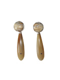 KVK Jewelry - Beige Fossilized Woolly Mammoth & Black Diamond Horn Earrings