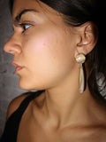 KVK Jewelry - Beige Fossilized Woolly Mammoth & Black Diamond Horn Earrings