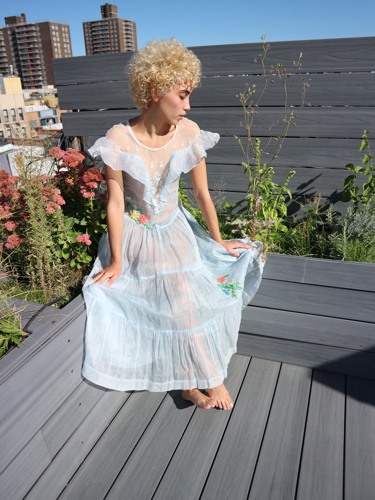 vintage sheer dress 40s Rose A stunning spring floral dress Vintage 1930s Sheer Silk Chiffon