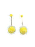 Dady Bones - Yellow Puff Ball Earrings
